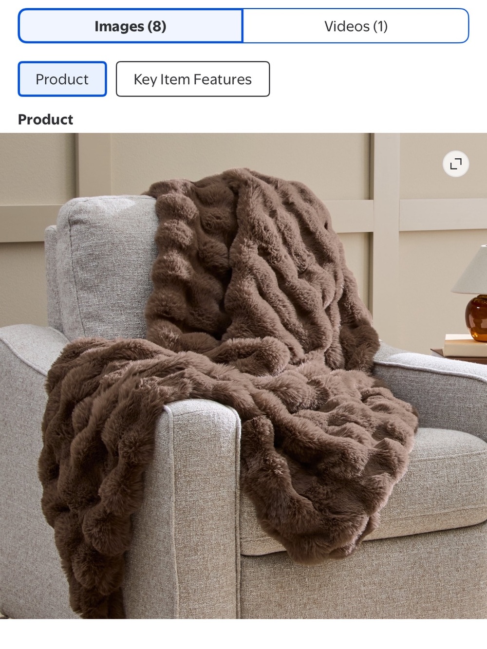 NWOT Better Homes And Gardens Chocolate Brown Faux Fur Throw Blanket